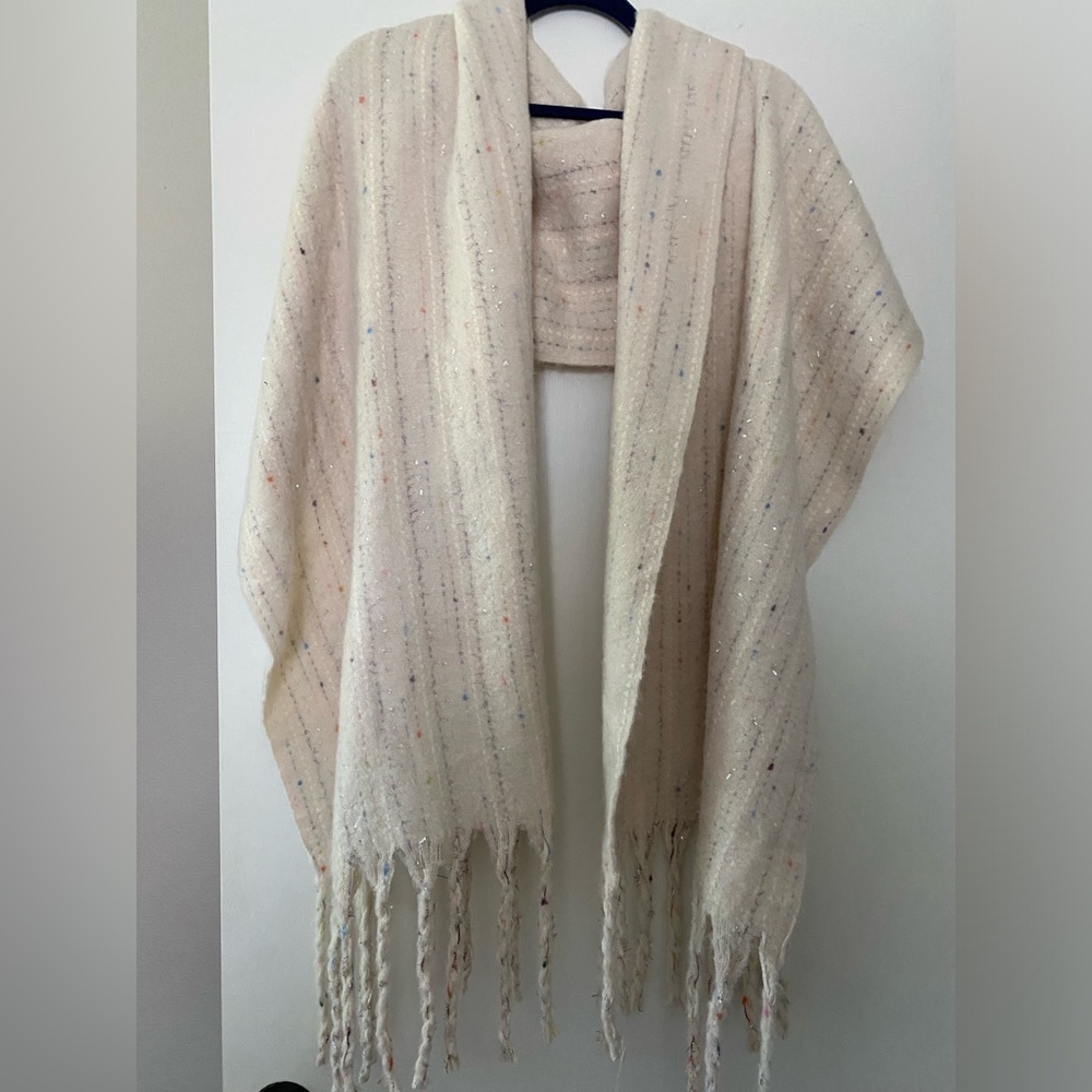 Multi colored scarf wrap with fringe by Pink Lily
